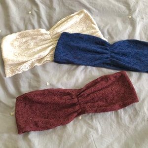 AERIE Strapless Bralettes with Lace Detailing